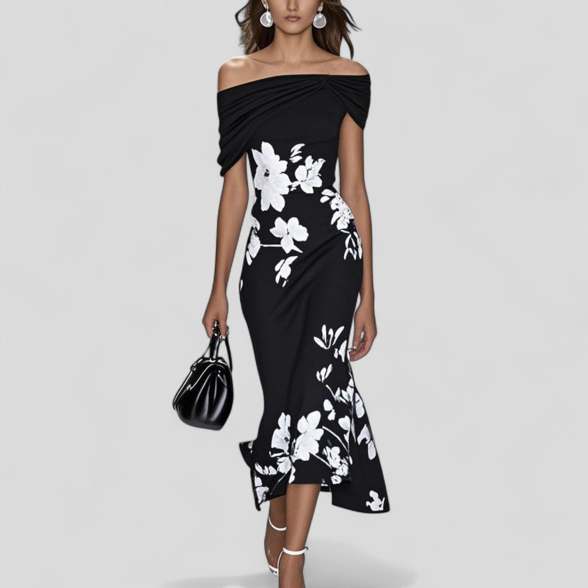 Anais | Statement Print Relaxed Linen Midi Dress for Summer