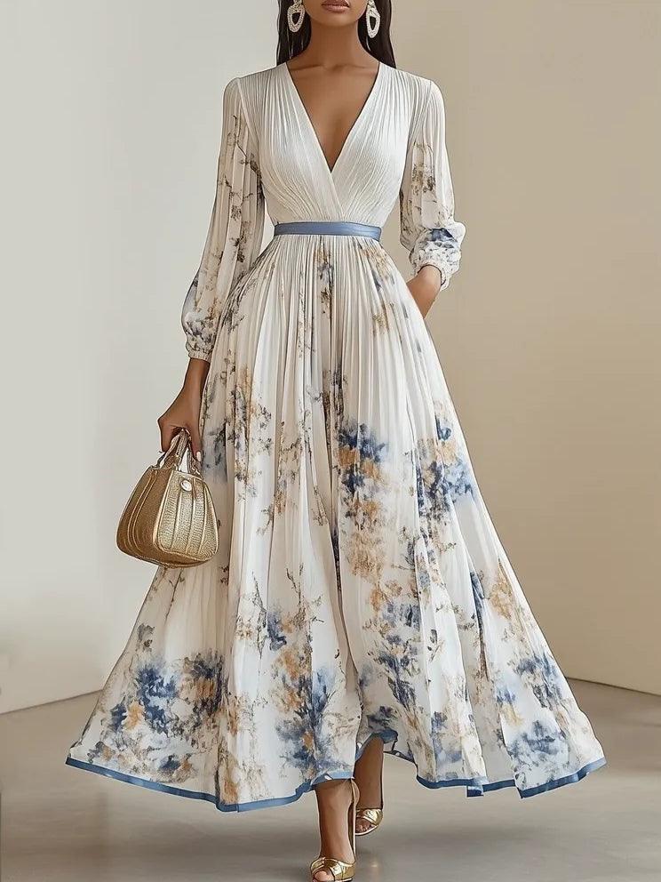 Isla | Balloon-Sleeve White Chiffon Women Party Dress for Spring