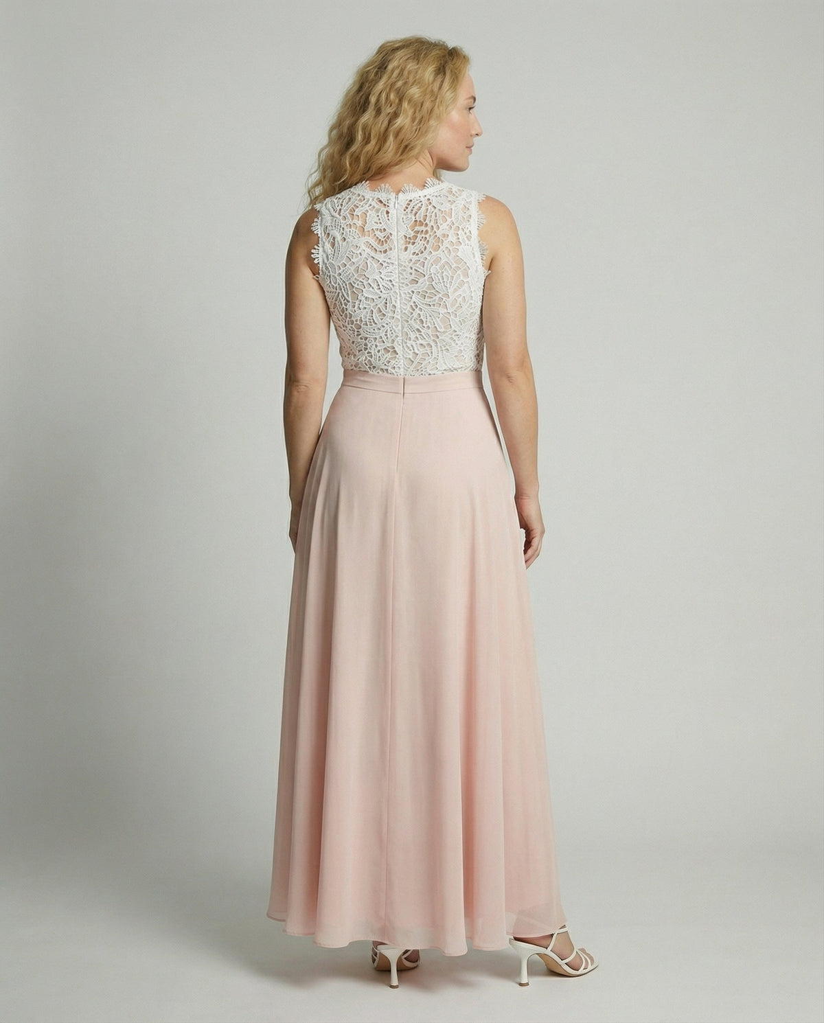 Dora | Lace-Bodice Chiffon Maxi Dress