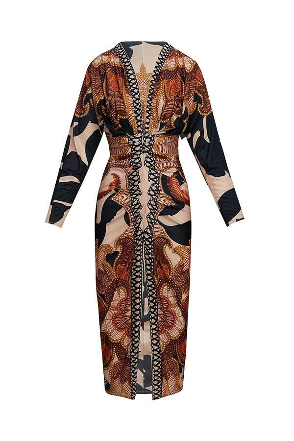 Daphne | Dolman-Sleeve Ruched-Slit Women Party Dress