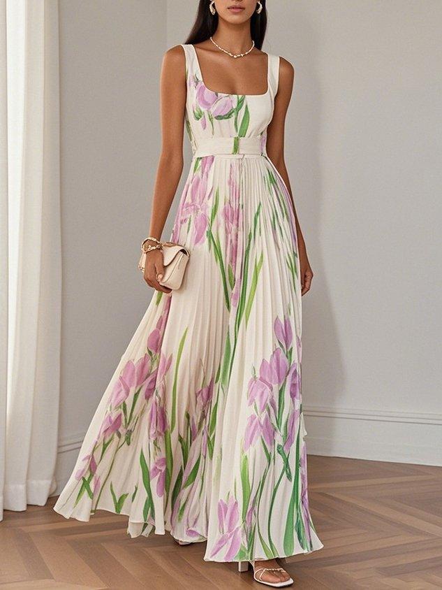 Emily | Square-Neck Pleated Chiffon Women Party Dress for Summer