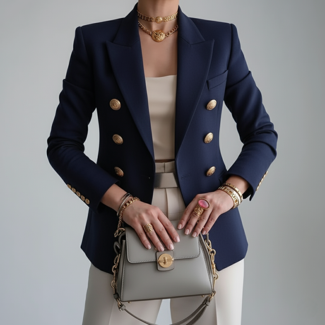 Imogen | Linen Double-Breasted Notch-Lapel Women Blazer