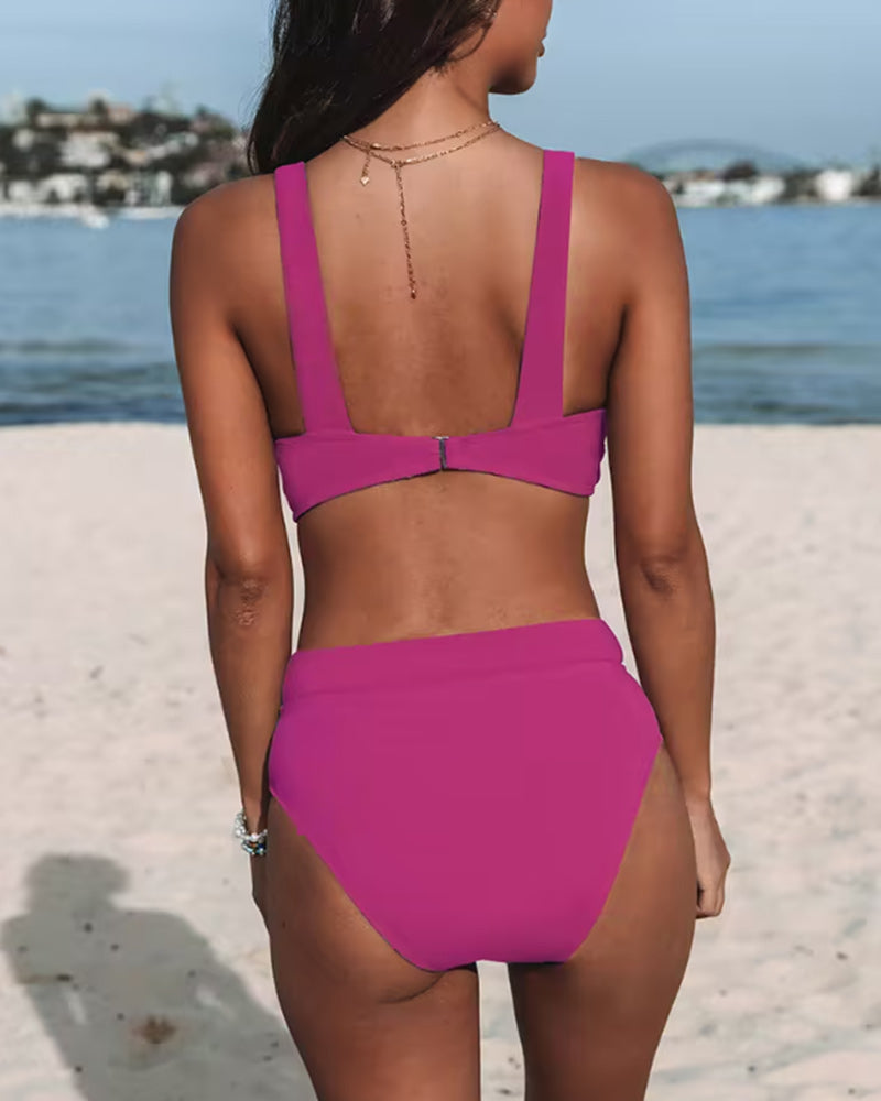 Cordarine | V-Neck Halter High-Waist Women Bikinis