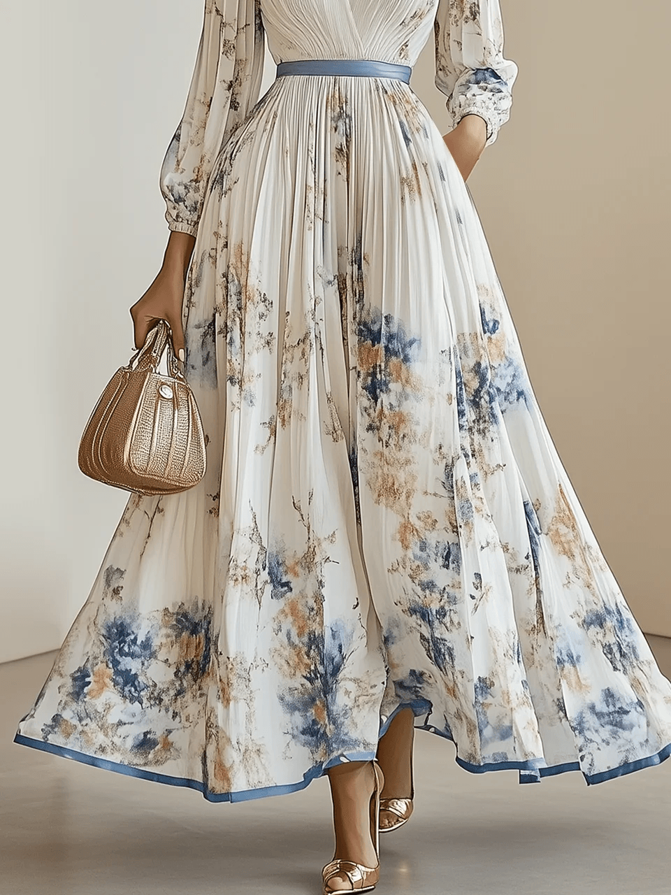 Isla | Balloon-Sleeve White Chiffon Women Party Dress for Spring