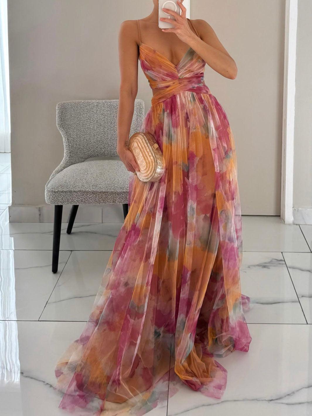 Grace | Painted Floral A-Line Women Party Dress