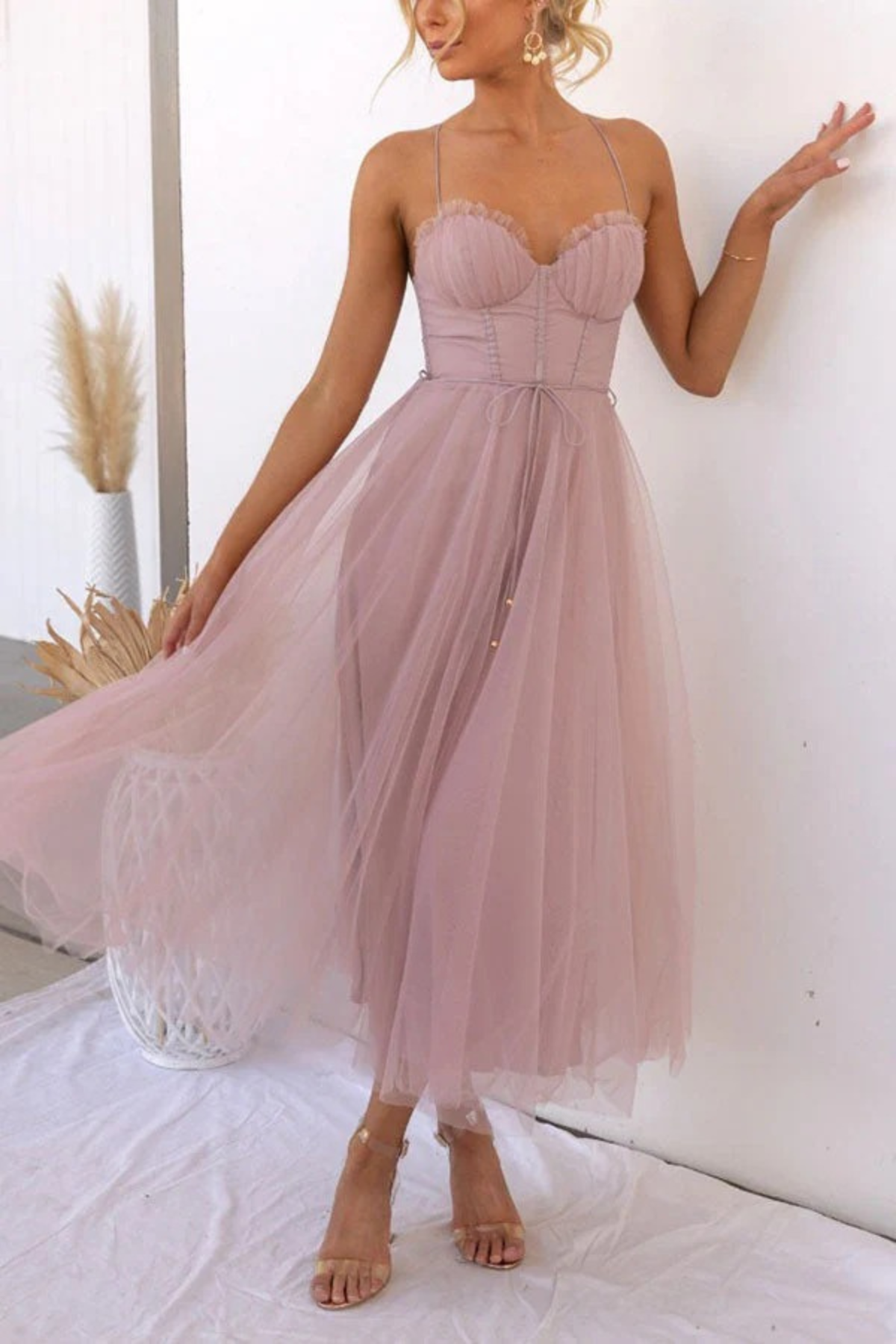 Lily | Flowing Figure-Skimming Wedding Guest Midi Dress