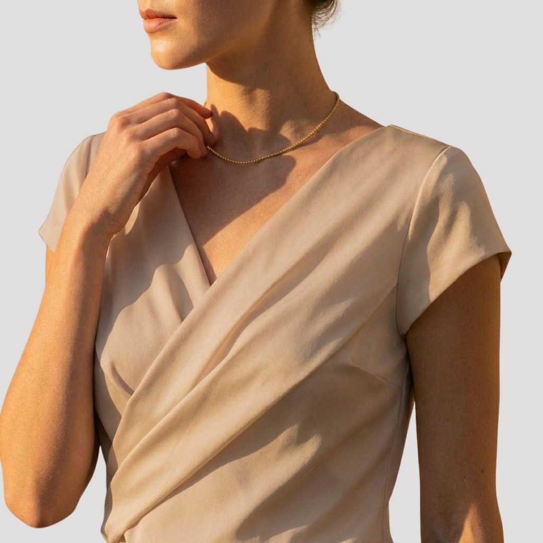 Cindy | Draped Wrap Cap-Sleeve Women Blouses