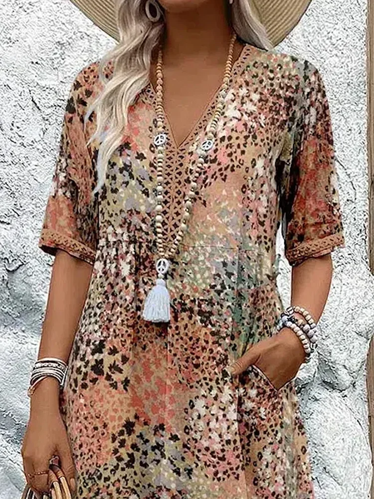 Cordelia | Vibrant Pattern Flowy Midi Dress