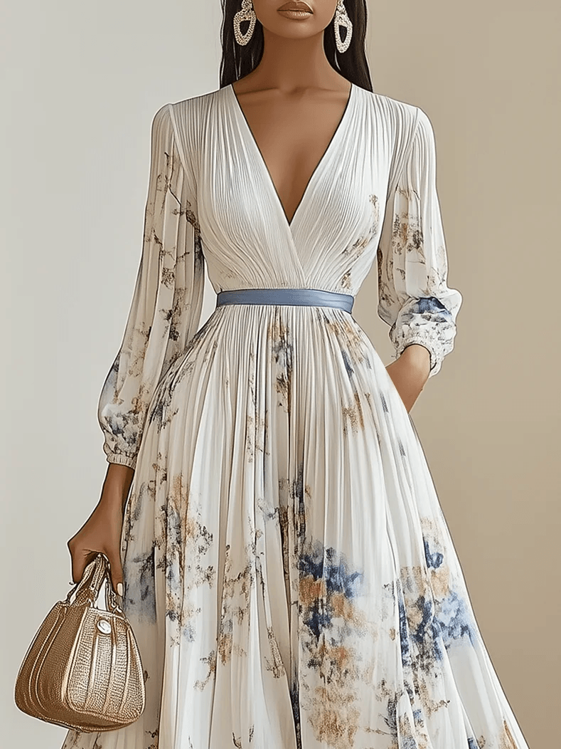 Isla | Balloon-Sleeve White Chiffon Women Party Dress for Spring