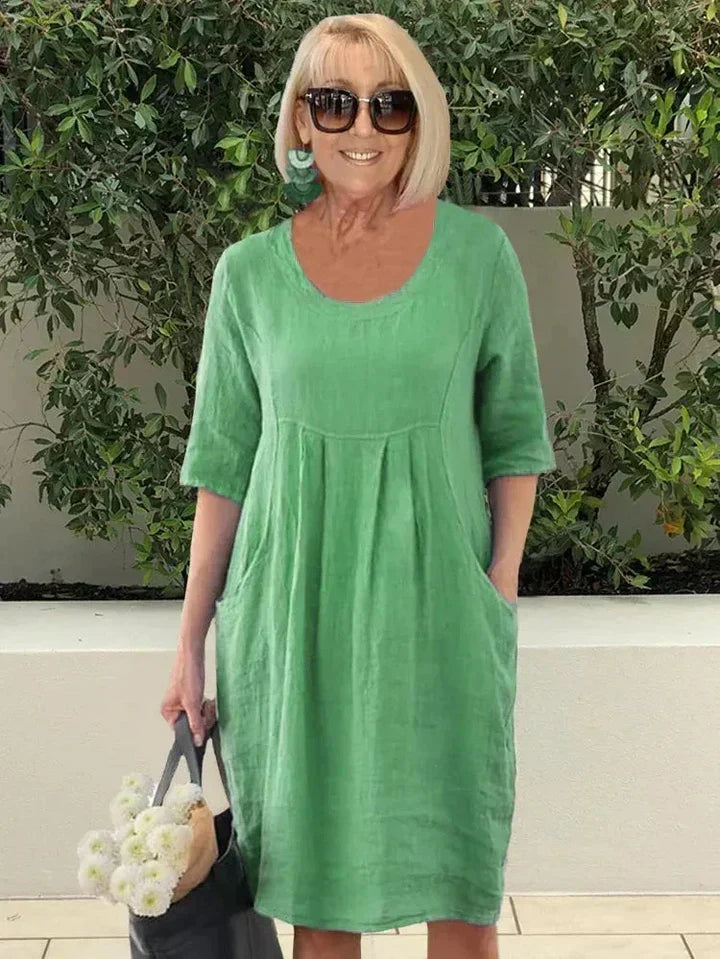 Mila | Loose Hidden-Pocket Midi Dress