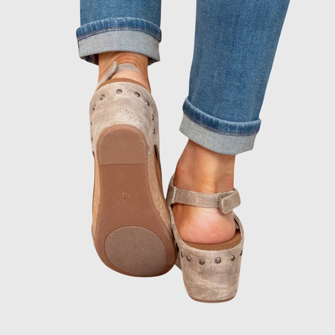 Poppy | Cork Cutout Peep-Toe Wedge Women Sandals for Summer