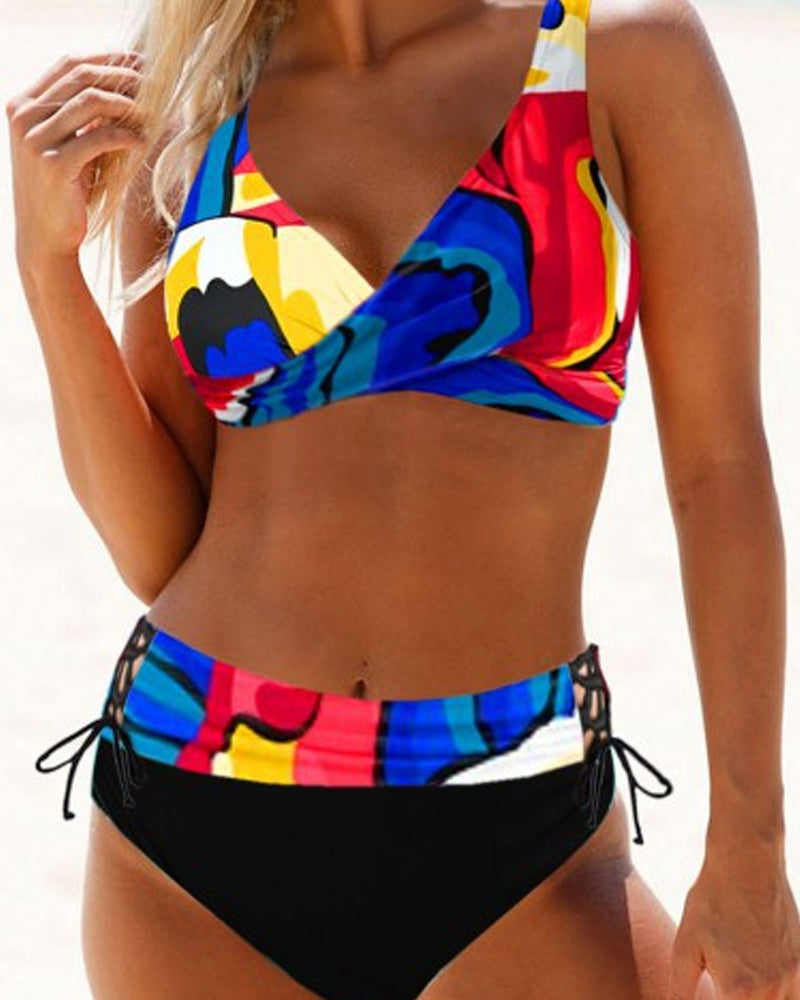 Felicity | Geometric Print V-Neck Women Bikinis for Summer
