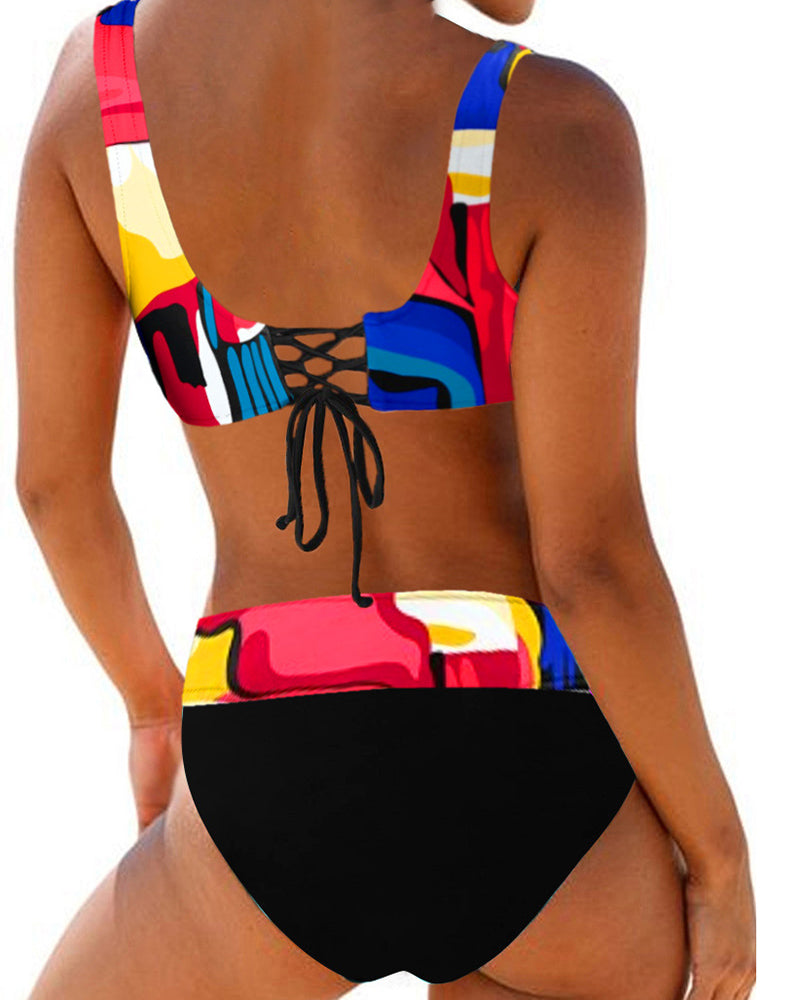 Felicity | Geometric Print V-Neck Women Bikinis for Summer