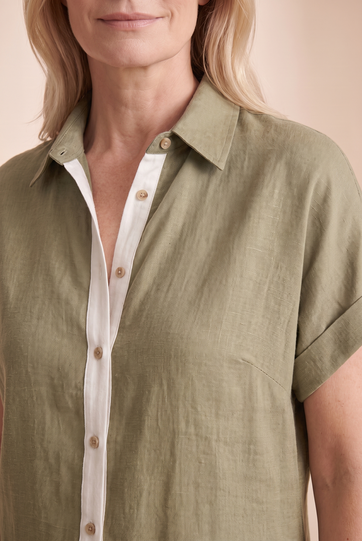 Maya | Linen-Blend Button-Front Shirt Maxi Dress for Summer