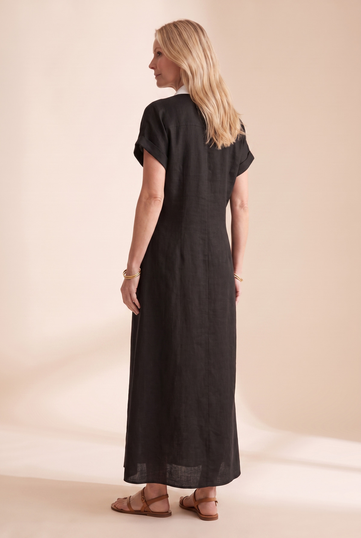 Maya | Linen-Blend Button-Front Shirt Maxi Dress for Summer