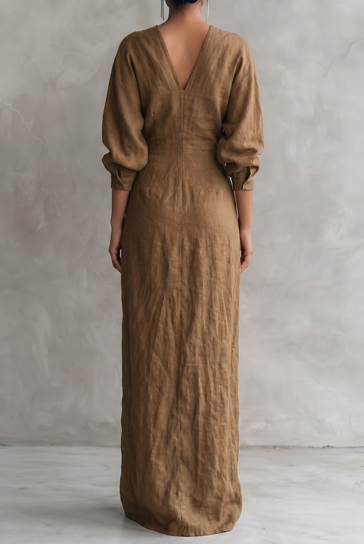 Matilda | Linen-Blend V-Neck Straight Maxi Dress for Summer