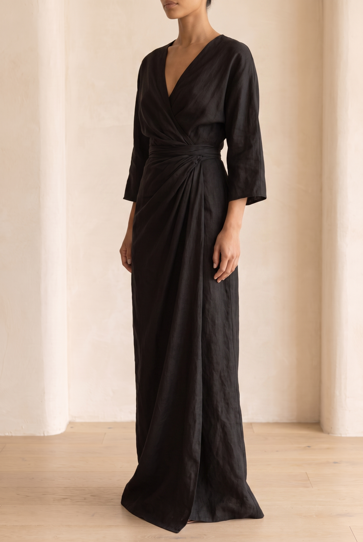 Matilda | Linen-Blend V-Neck Straight Maxi Dress for Summer