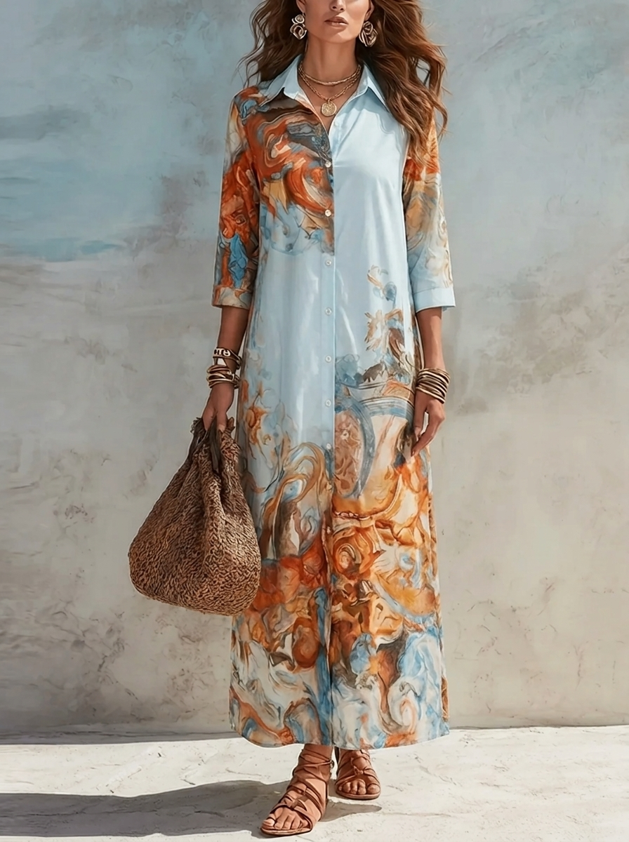 Ingrid | Paisley Button-Front Shirt Maxi Dress for Summer