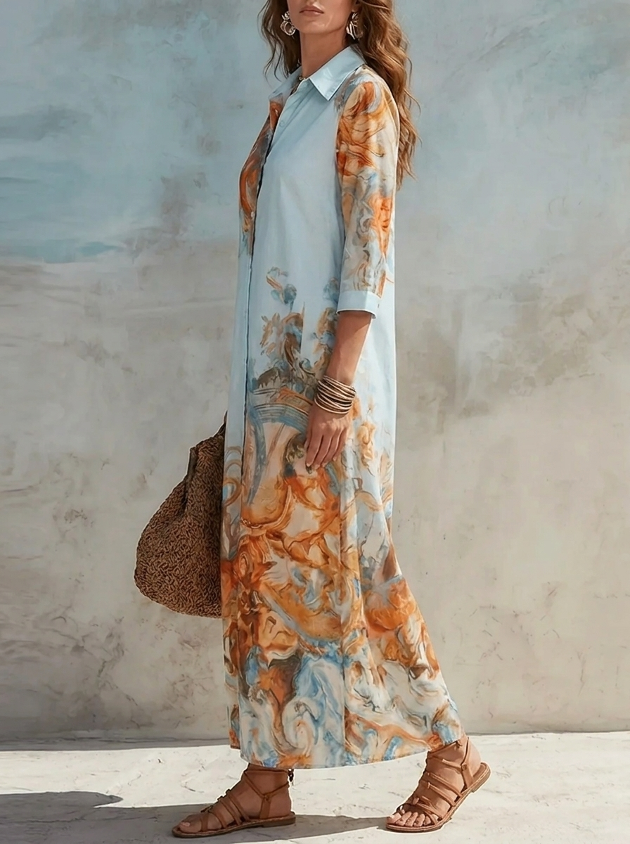 Ingrid | Paisley Button-Front Shirt Maxi Dress for Summer