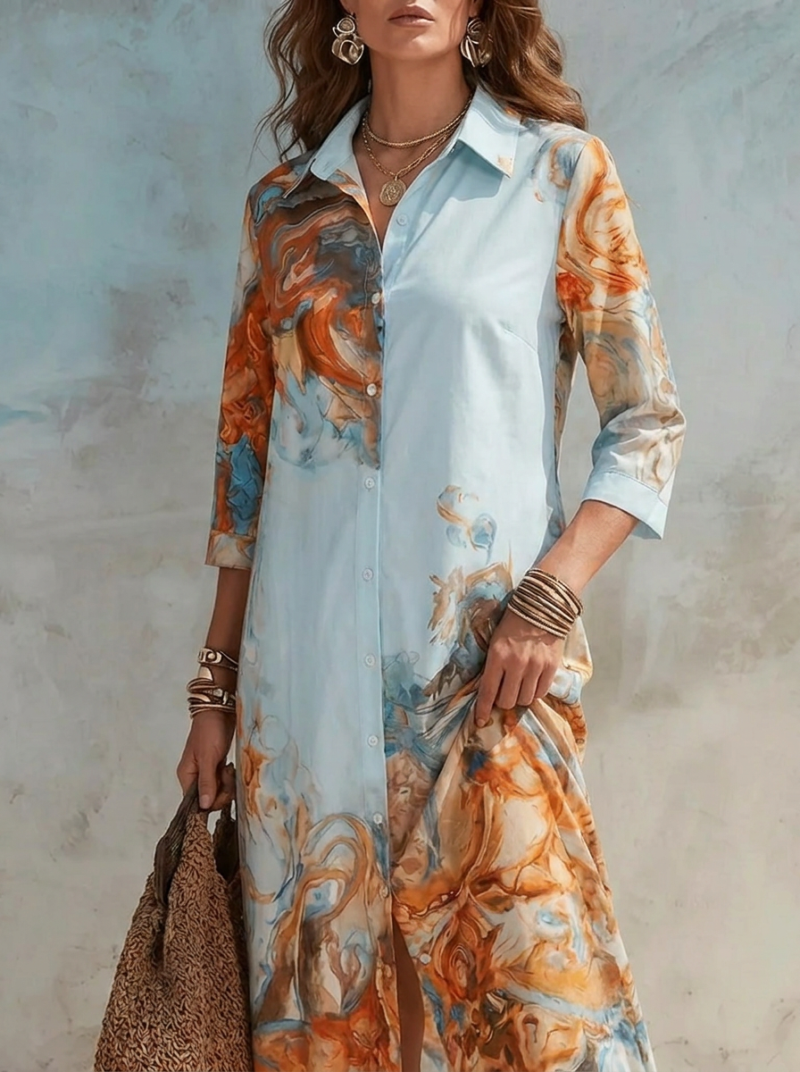 Ingrid | Paisley Button-Front Shirt Maxi Dress for Summer