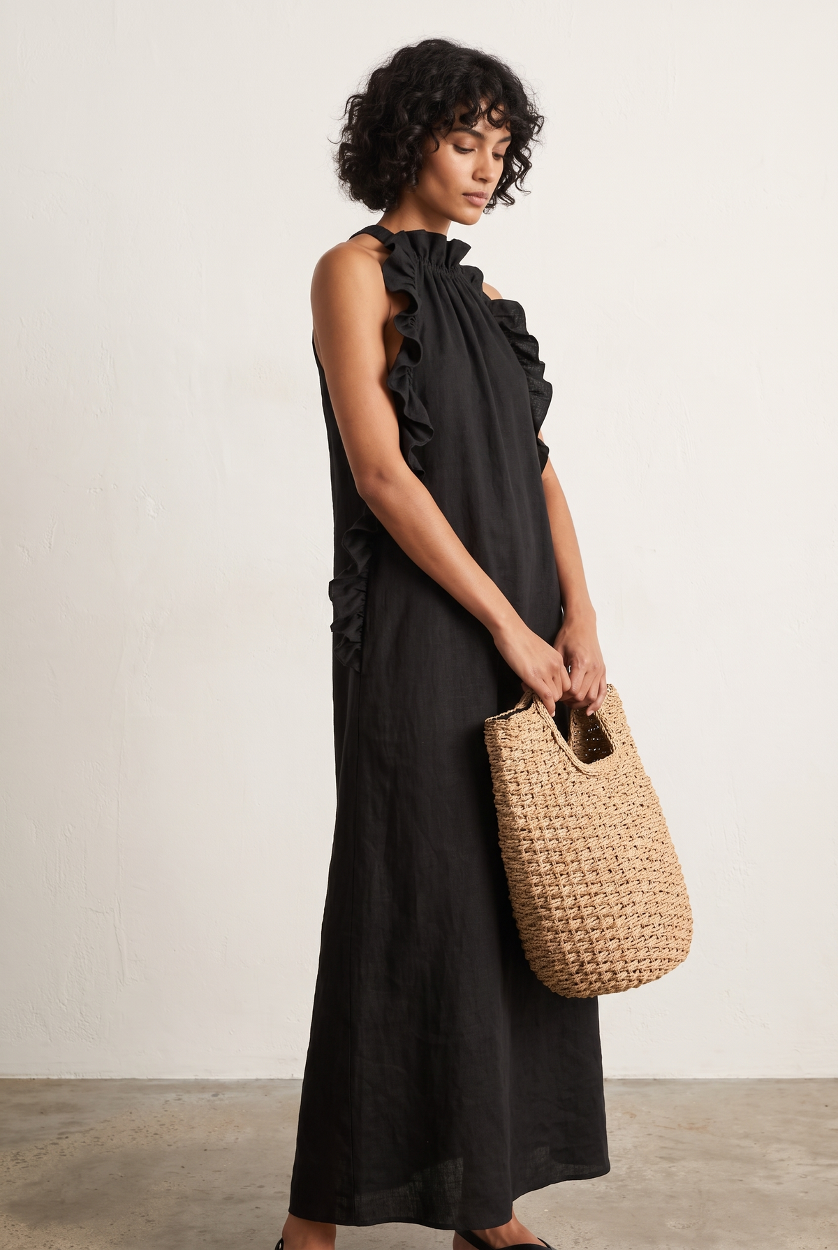 Marlowe | Linen-Blend Ruffle Sleeveless Maxi Dress for Summer