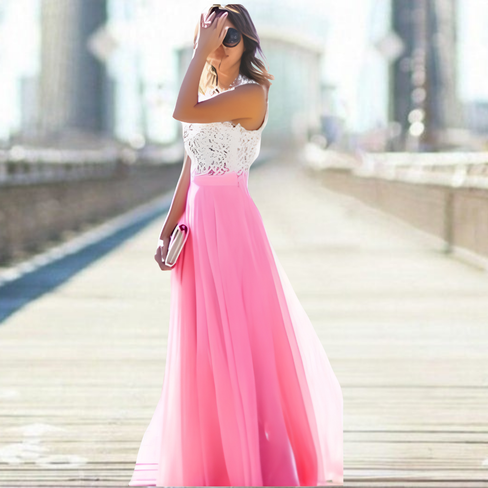 Lila | Floral Lace Sleeveless Maxi Dress