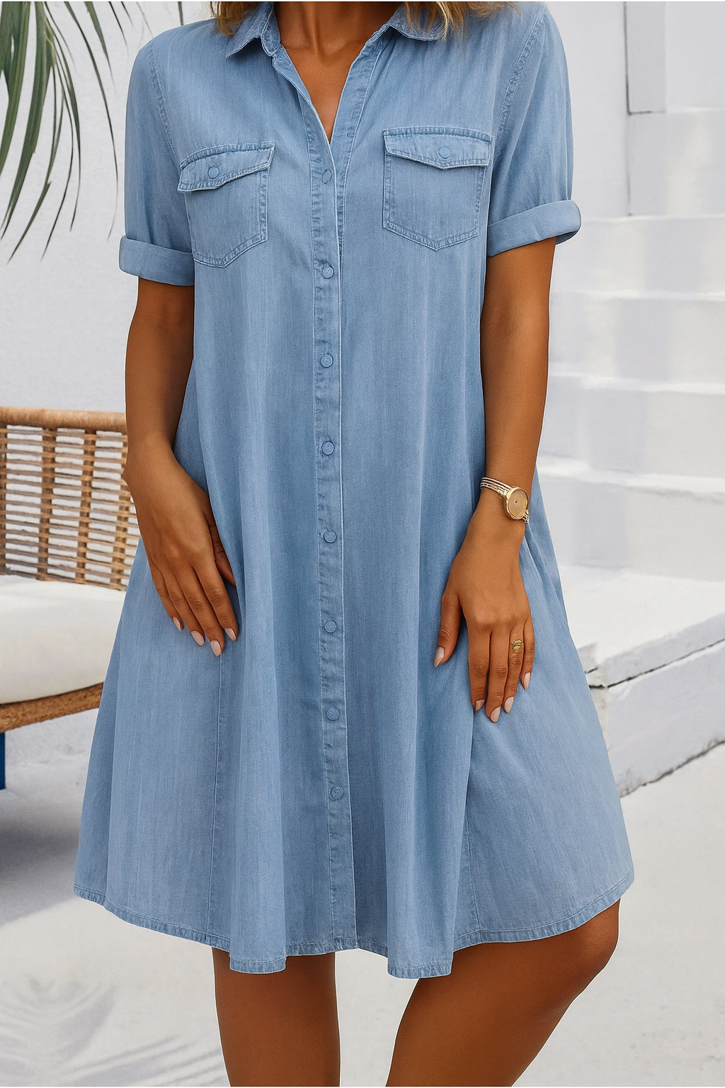 Zelda | Denim-Look Lightweight Shirt Dress for Summer