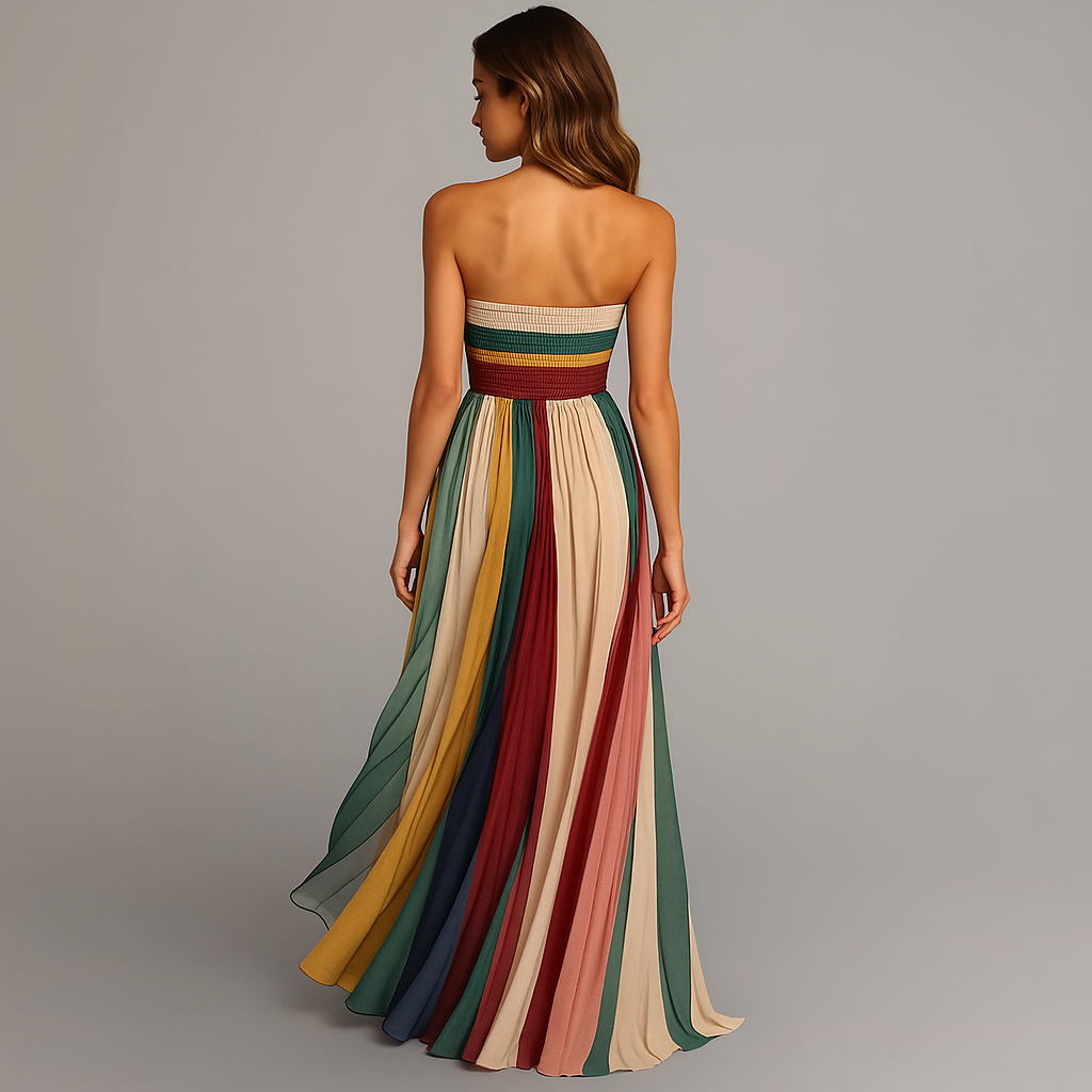 Zoe | Strapless Pleated Chiffon Maxi Dress for Summer