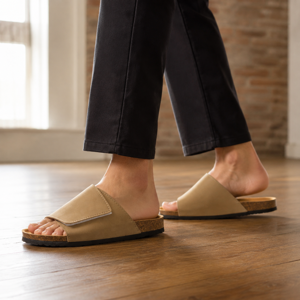 Flynn | Cork Footbed Adjustable-Strap Slide Men Sandals for Summer