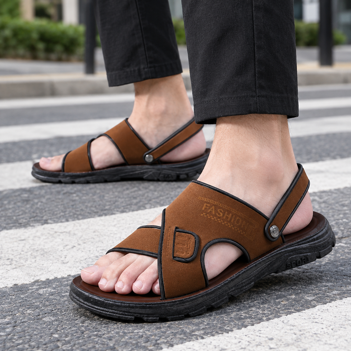 Reid | Crisscross Ankle-Strap Open-Toe Men Sandals for Summer