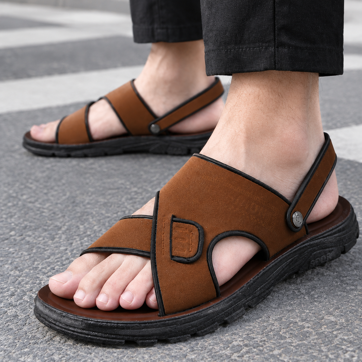 Reid | Crisscross Ankle-Strap Open-Toe Men Sandals for Summer