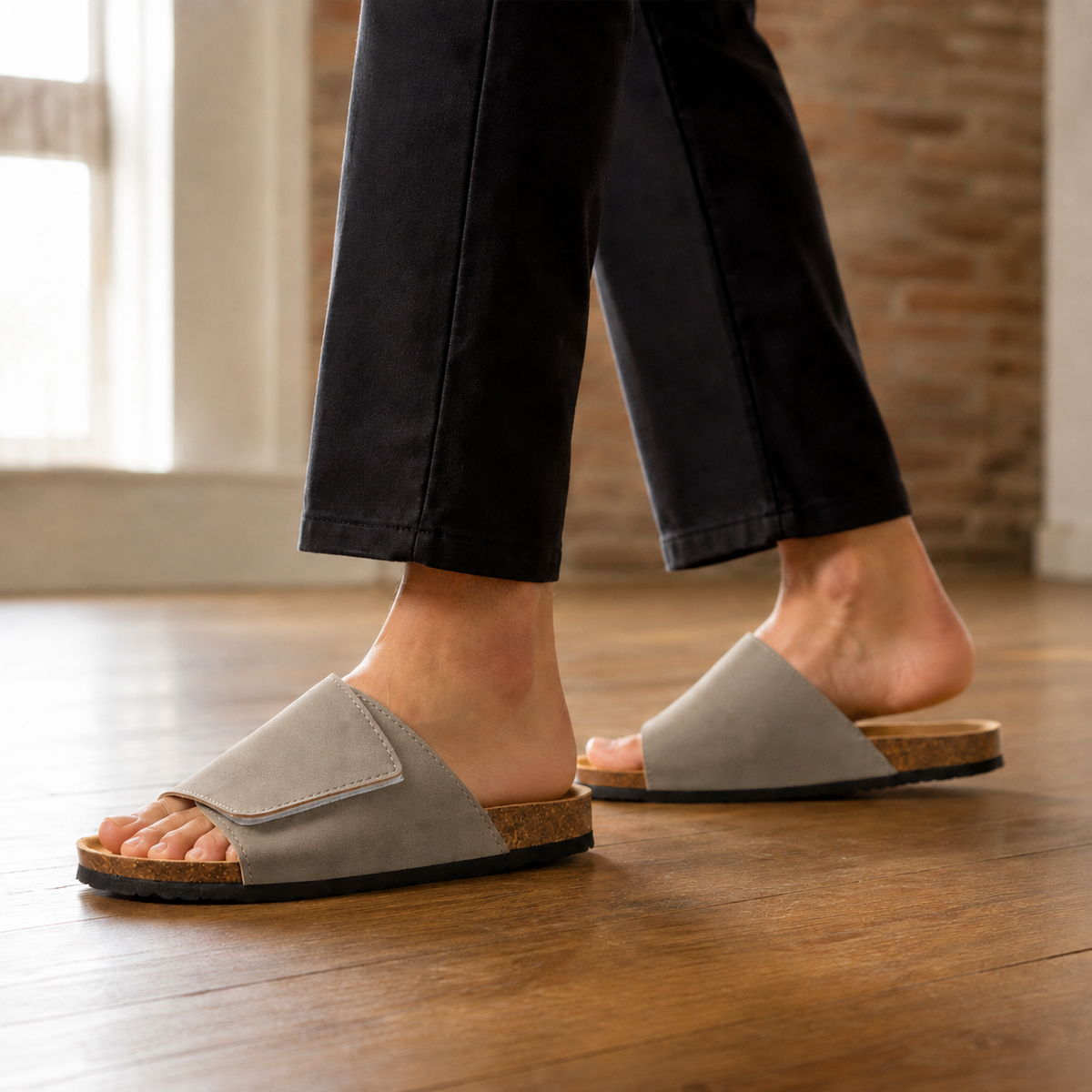 Flynn | Cork Footbed Adjustable-Strap Slide Men Sandals for Summer