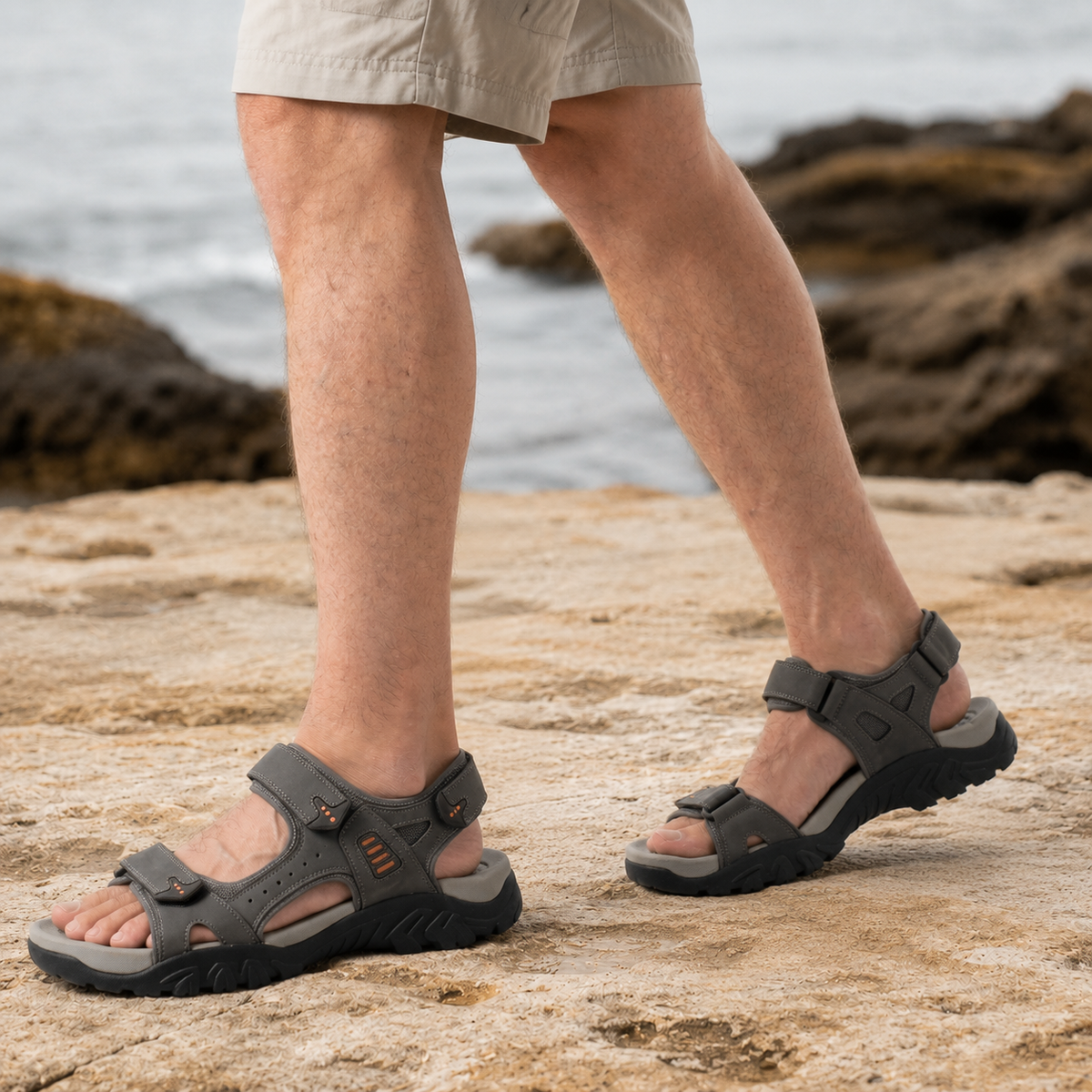 Nolan | Three-Strap Cushioned Footbed Men Sandals for Summer