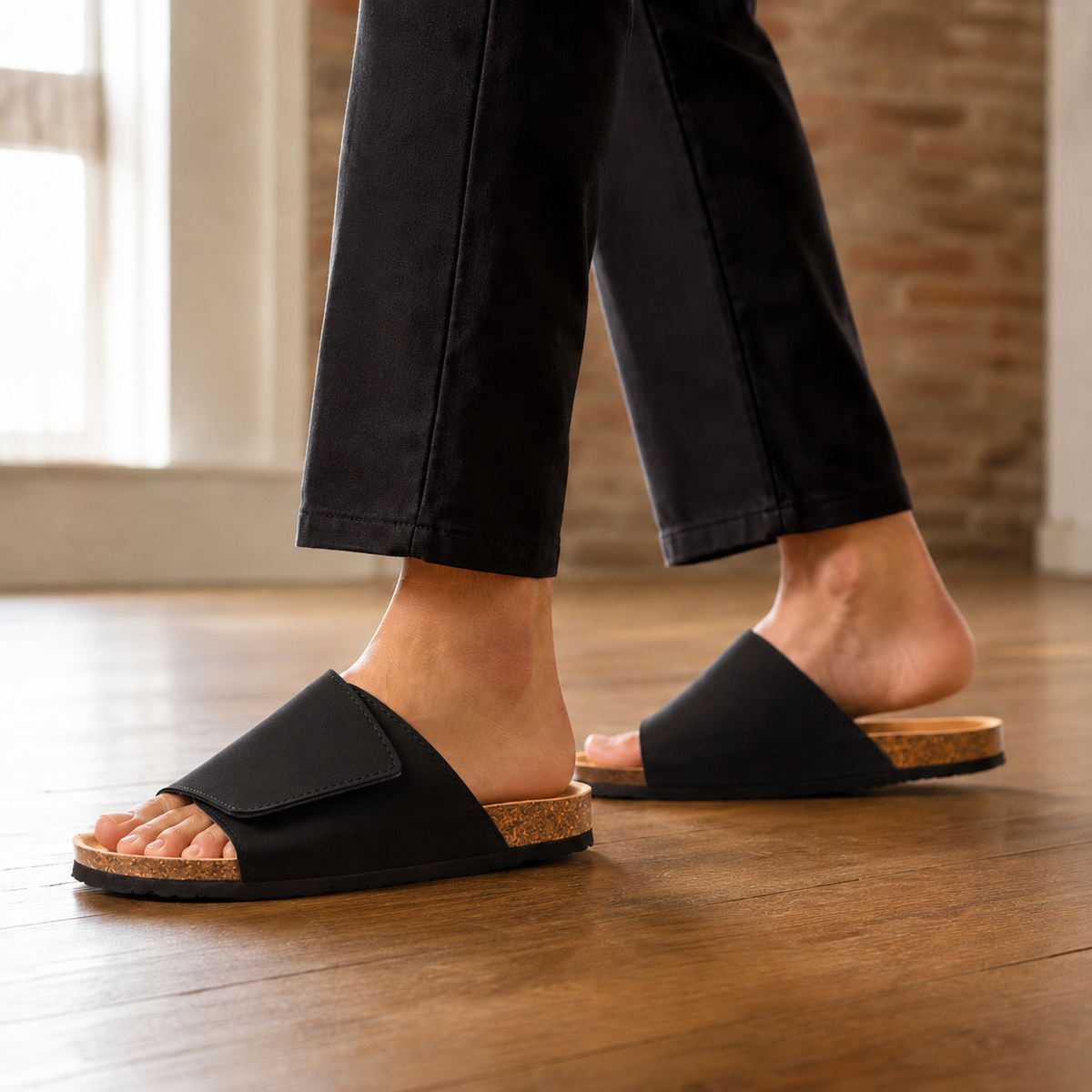 Flynn | Cork Footbed Adjustable-Strap Slide Men Sandals for Summer