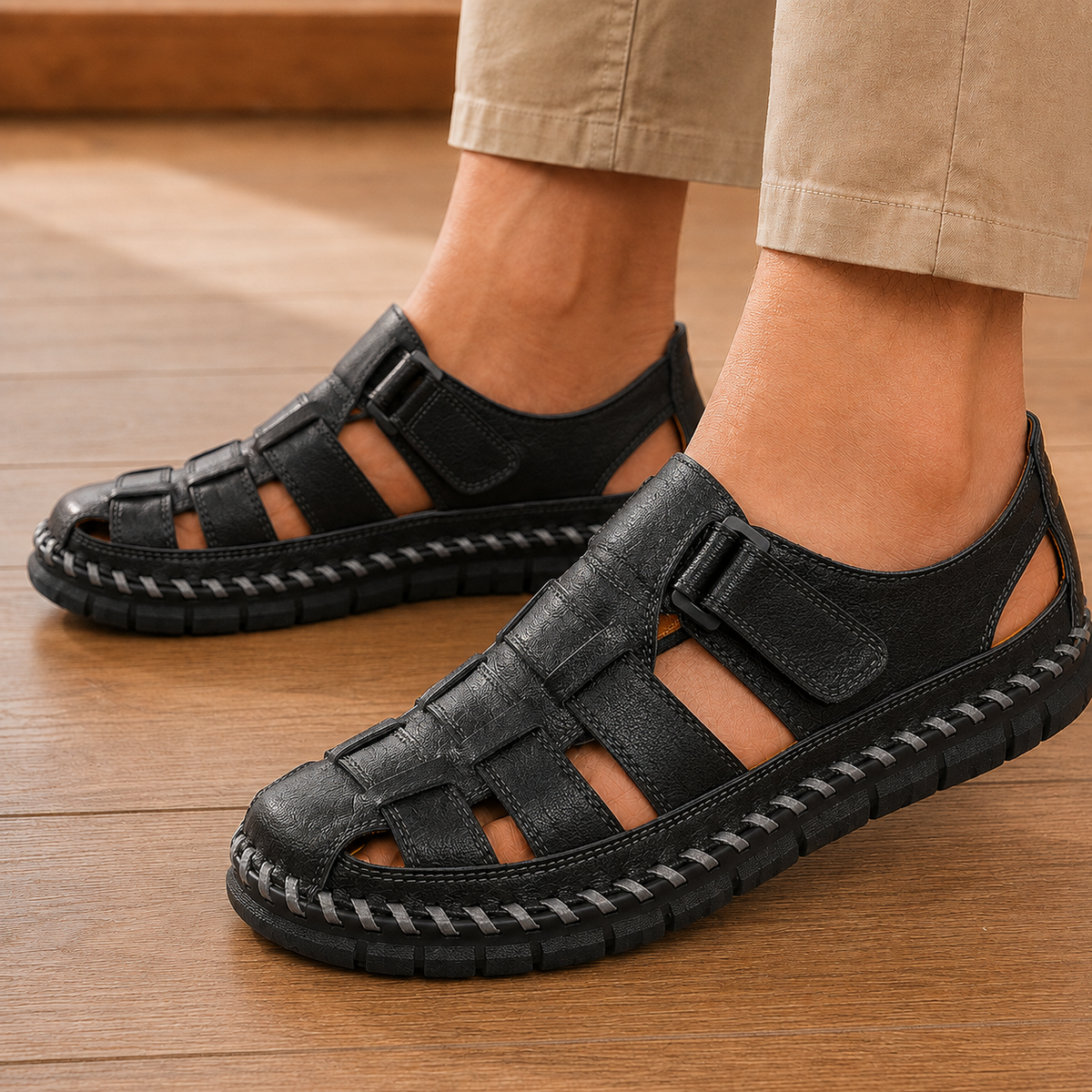 Harrison | Woven Leather-Look Closed-Toe Fisherman Men Sandals for Summer