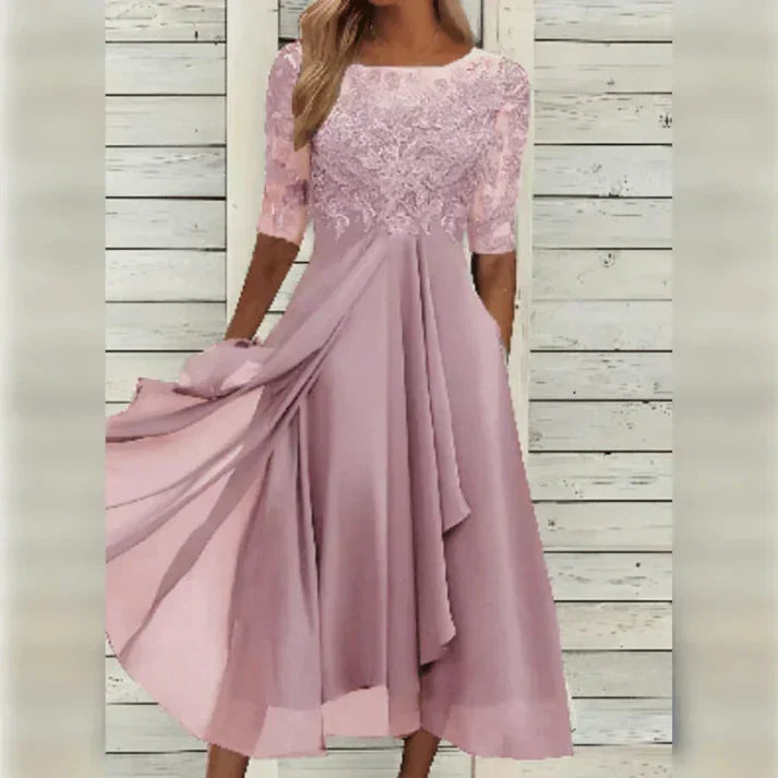 Mabel | Lace Asymmetric Tea-Length Cocktail Dress
