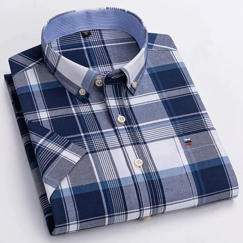 Archie | Striped Short-Sleeve Cotton Men's Shirt for Summer