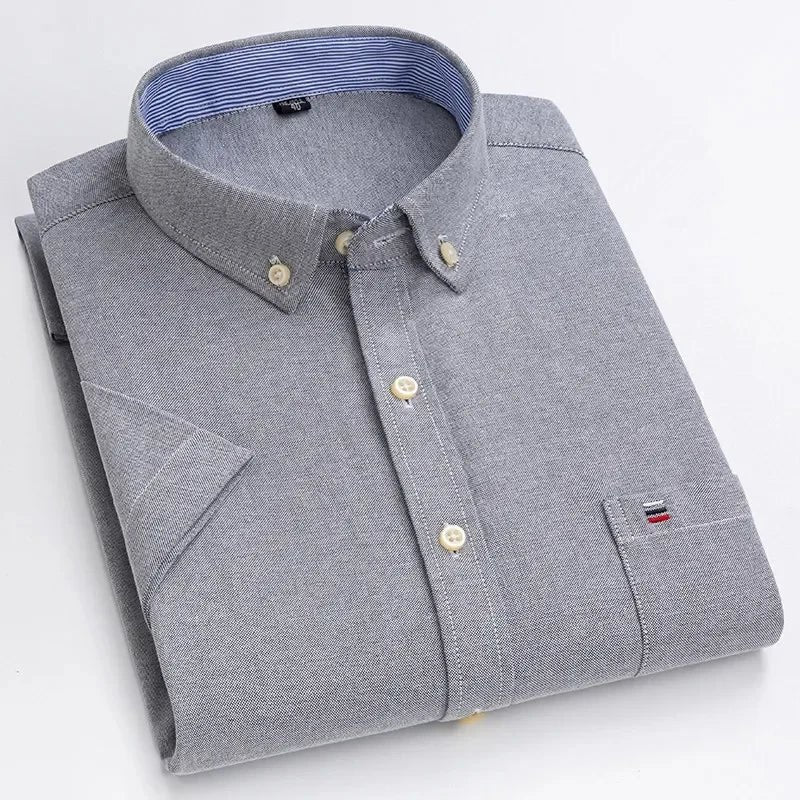 Archie | Striped Short-Sleeve Cotton Men's Shirt for Summer
