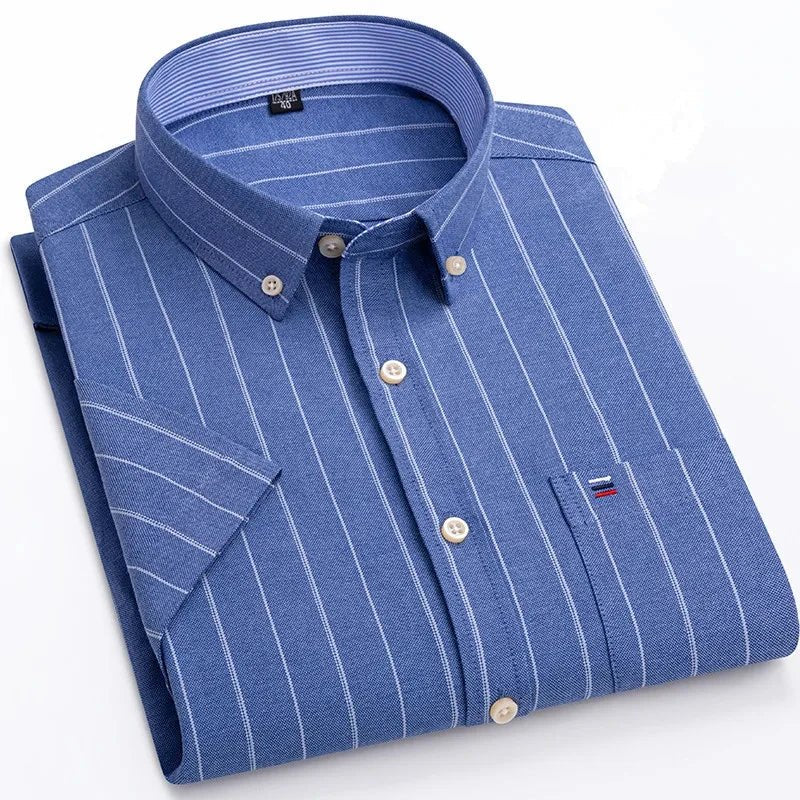Archie | Striped Short-Sleeve Cotton Men's Shirt for Summer