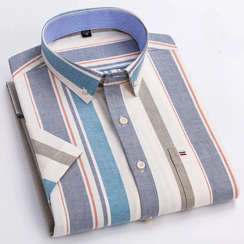 Archie | Striped Short-Sleeve Cotton Men's Shirt for Summer