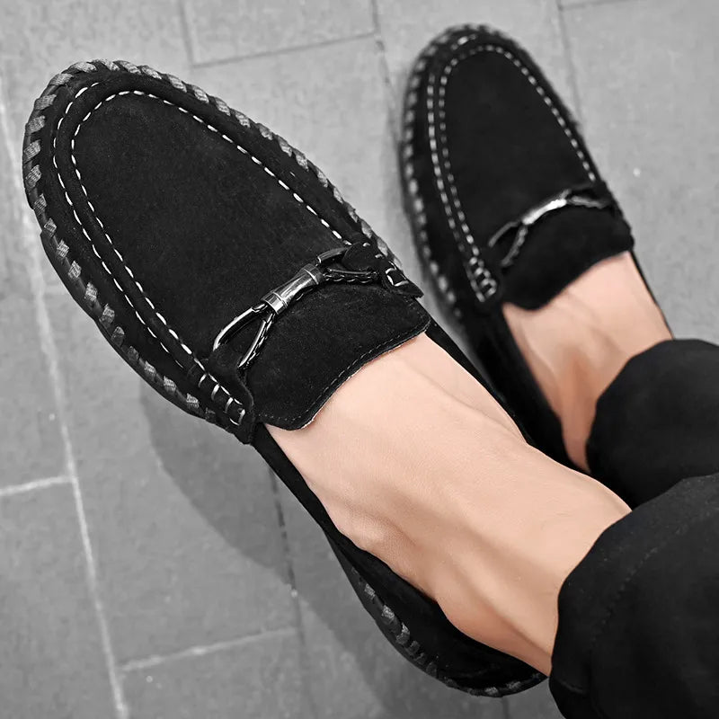 Frederick | Suede Buckle Hand-Stitched Men Loafers