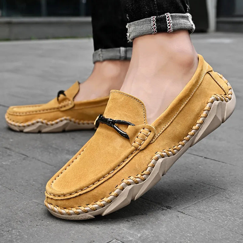 Frederick | Suede Buckle Hand-Stitched Men Loafers
