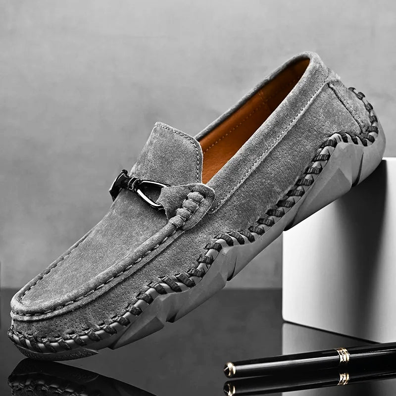 Frederick | Suede Buckle Hand-Stitched Men Loafers