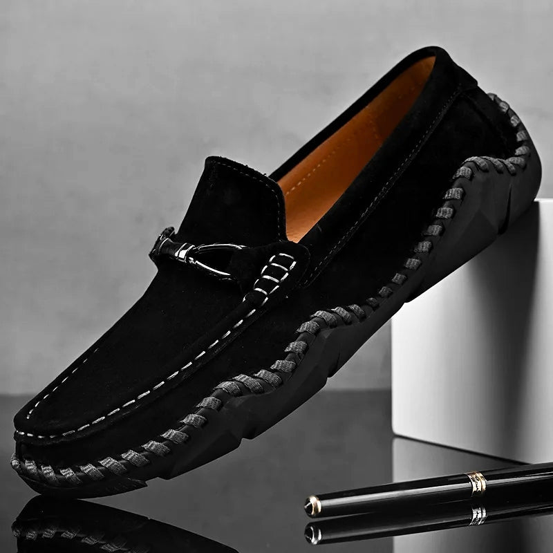Frederick | Suede Buckle Hand-Stitched Men Loafers