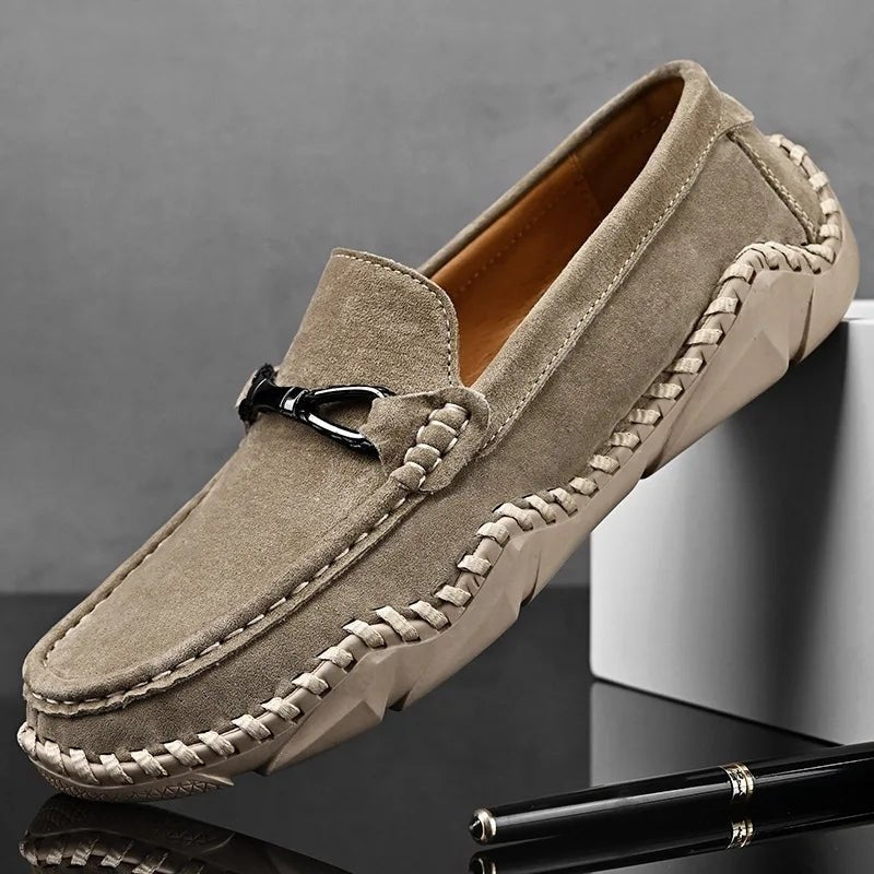 Frederick | Suede Buckle Hand-Stitched Men Loafers