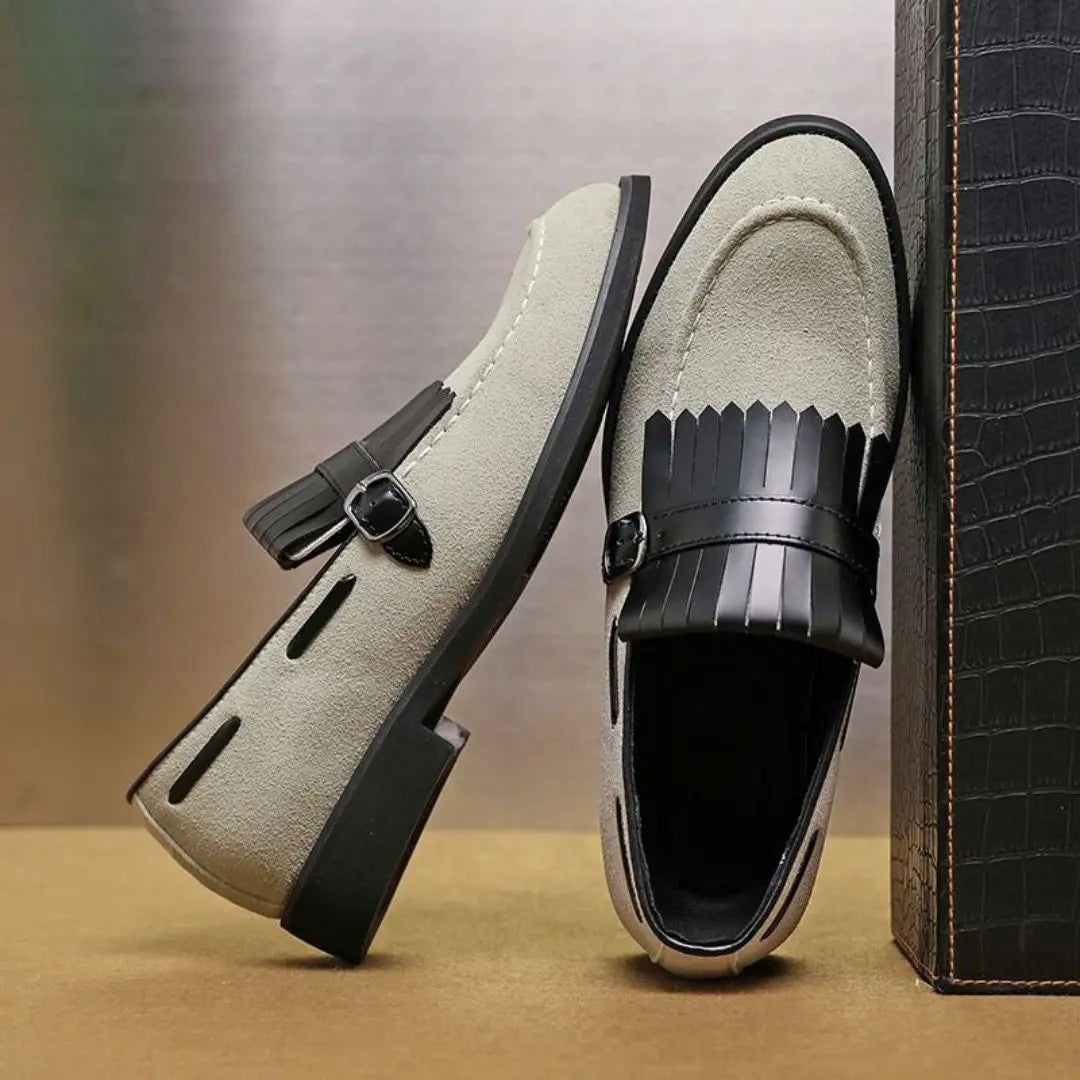 Maximilian | Suede Kiltie Fringe Buckle Men Loafers
