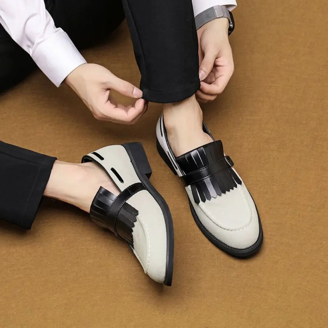 Maximilian | Suede Kiltie Fringe Buckle Men Loafers