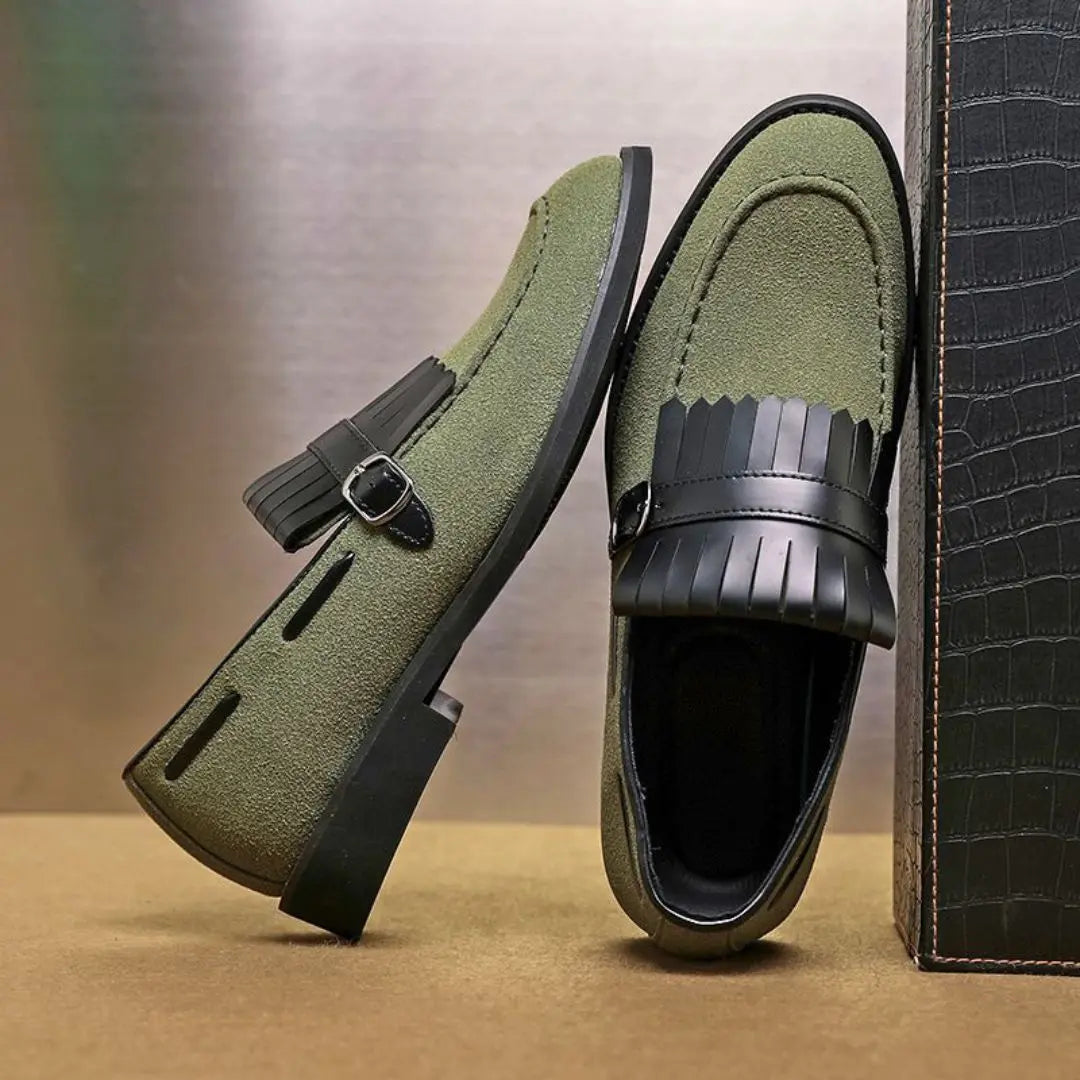 Maximilian | Suede Kiltie Fringe Buckle Men Loafers