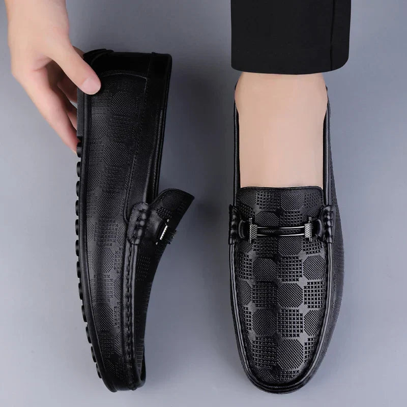 Enzo | Textured Metal-Buckle Men Loafers for Summer