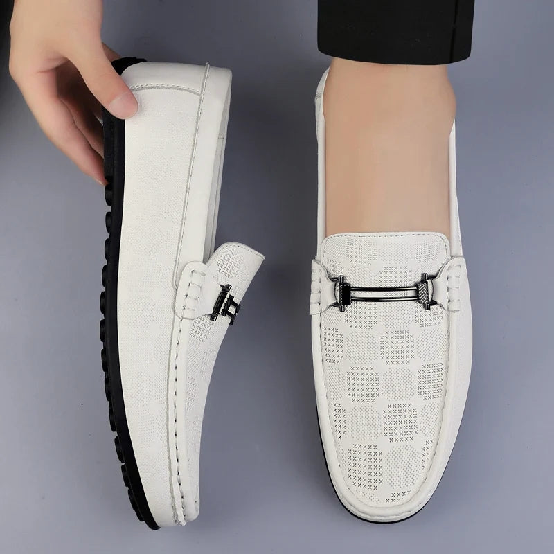 Enzo | Textured Metal-Buckle Men Loafers for Summer